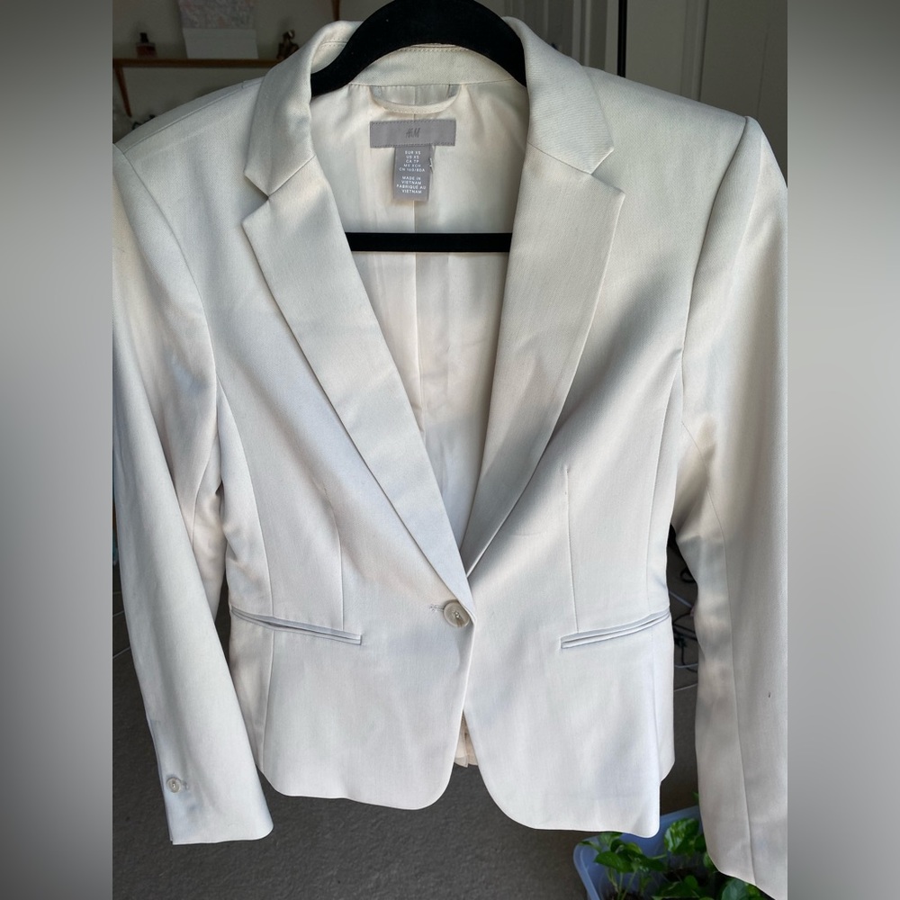 H&M Slim Fit Blazer - Cream